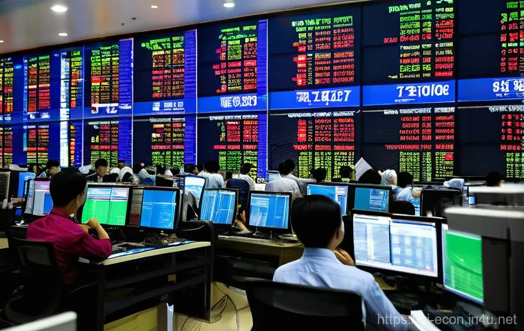 행동 재무학과 투자 심리 - **Prompt: "A bustling Vietnamese stock exchange floor, filled with diverse Vietnamese investors in b...